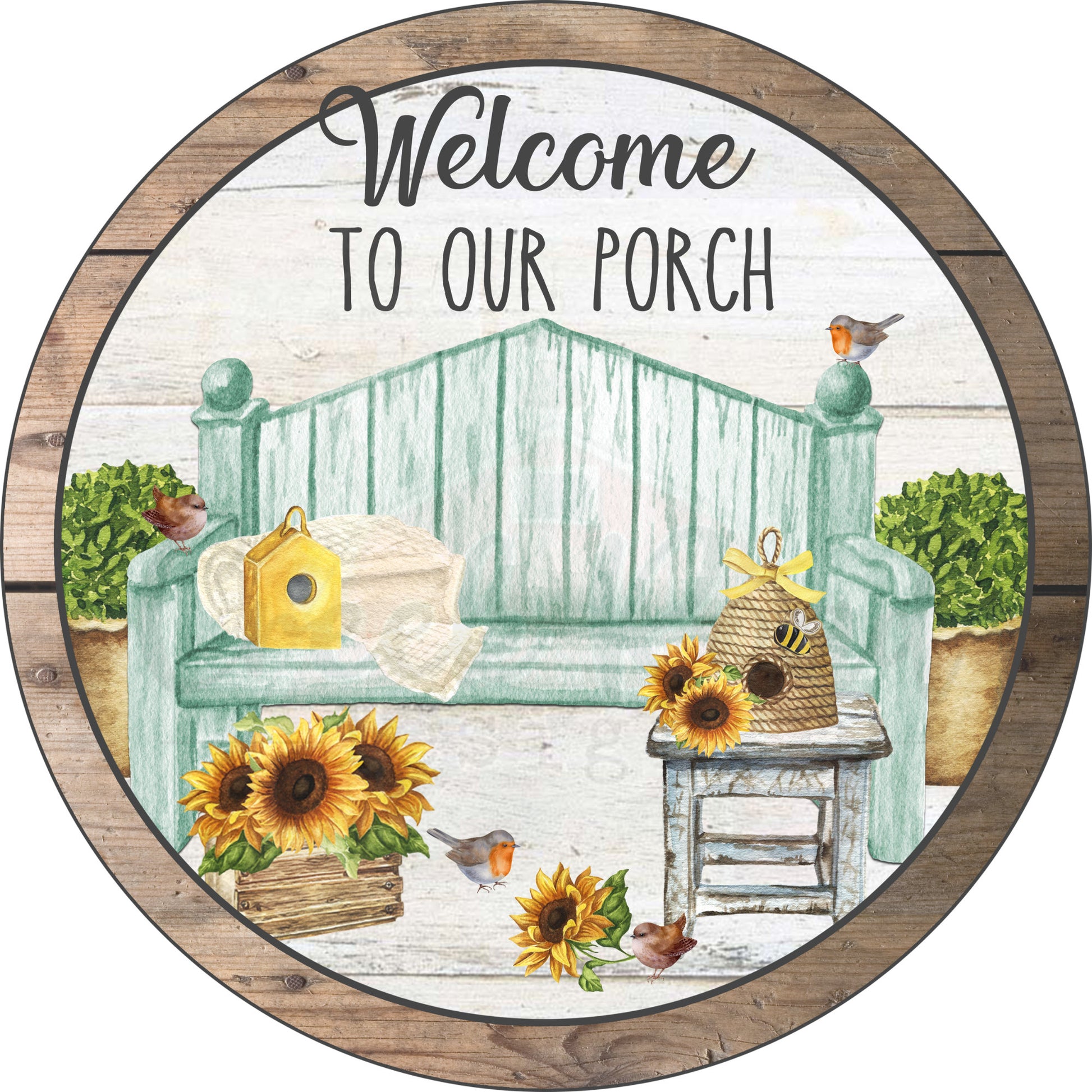 Welcome To Our Porch Wreath Sign-Spring- Wreath Sign - Sublimation Sign - Wreath Attachment