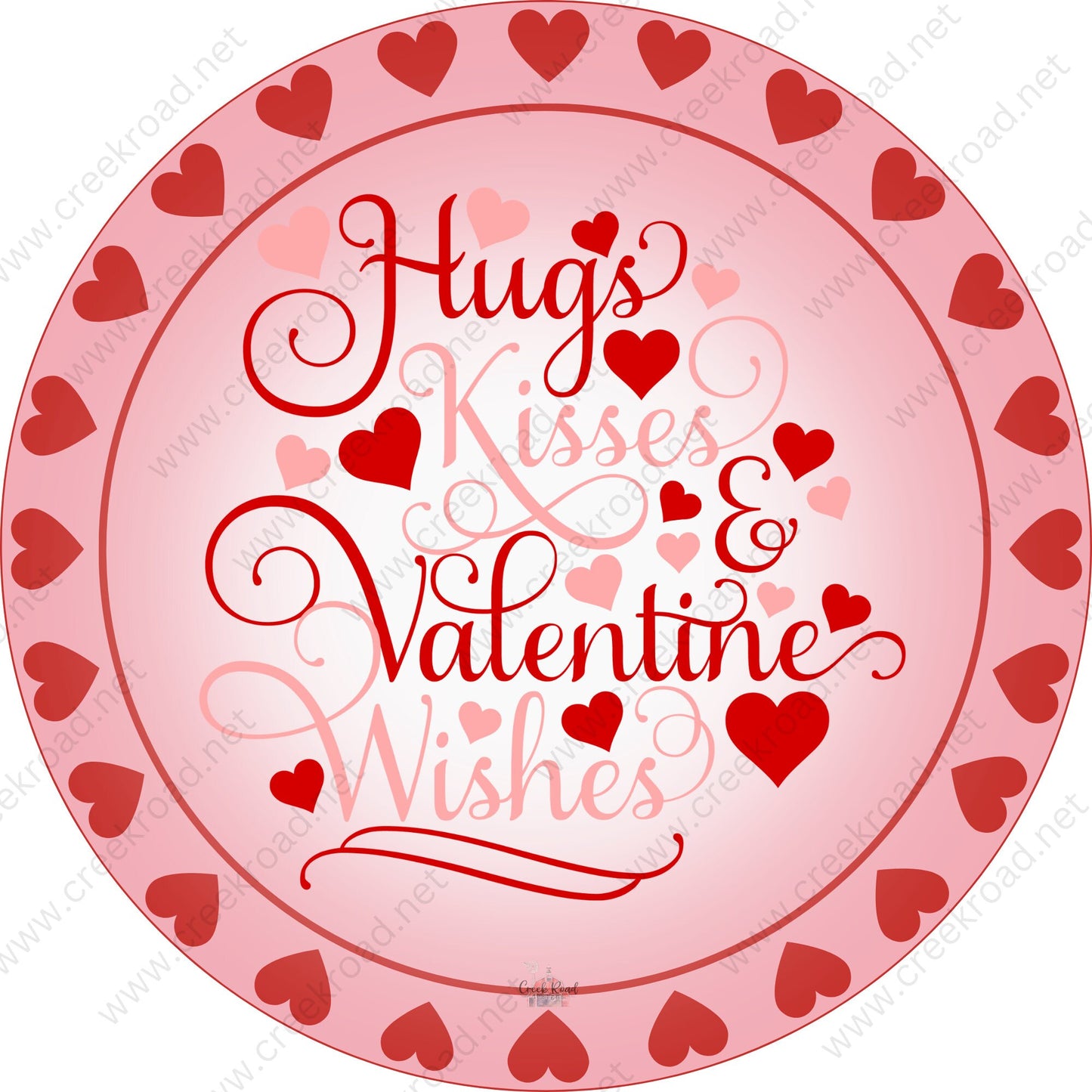 Hugs, Kisses and Valentine Wishes Valentine Wreath Sign - Valentines Door Decor- Valentines Sign - Valentine Wreath Sign