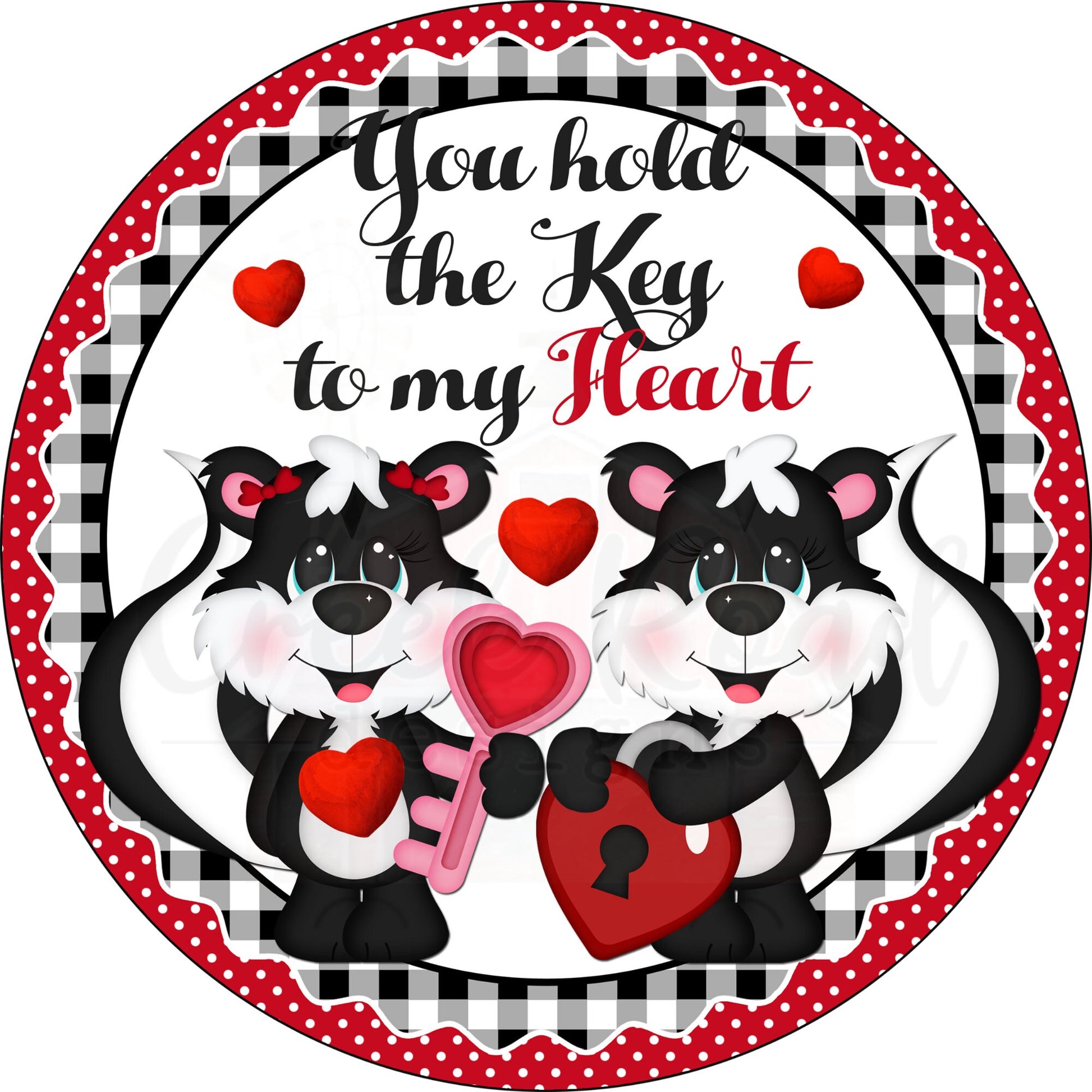 You Hold the Key To My Heart Skunks Valentine Wreath Sign - Valentines Door Decor- Valentines Sign