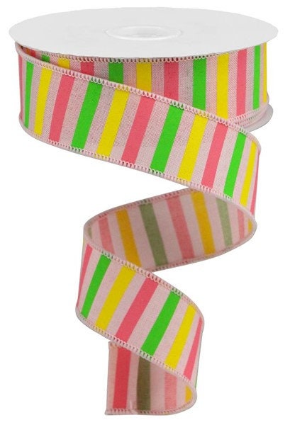 1.5" X 10Yd Wired Ribbon-Horizontal Stripe On Royal-RGA1204RD-Wreaths-Crafts-Ribbon