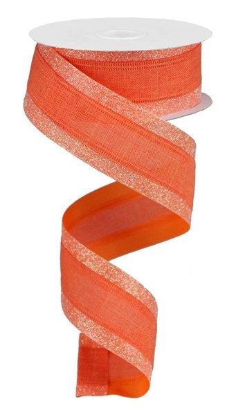 1.5" X 10Yd Wired Ribbon-Dark Coral 3-In-1 Royal Burlap/Glitter-RG08231NE-Wreaths-Crafts-Ribbon