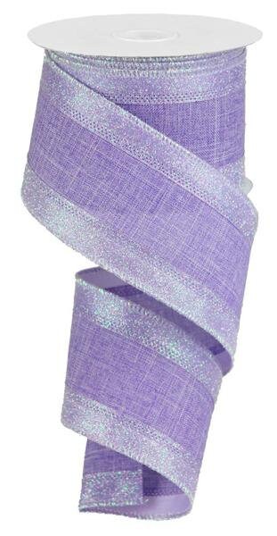 2.5" X 10Yd Wired Ribbon-Lavender 3-In-1 Royal Burlap/Glitter-RG0823213-Wreaths-Crafts-Ribbon