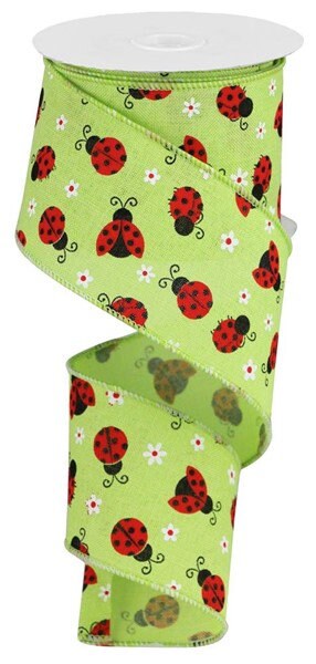 2.5" X 10Yd Wired-Mini Ladybugs On Royal-RGA162309-Wreaths-Crafts-Decor