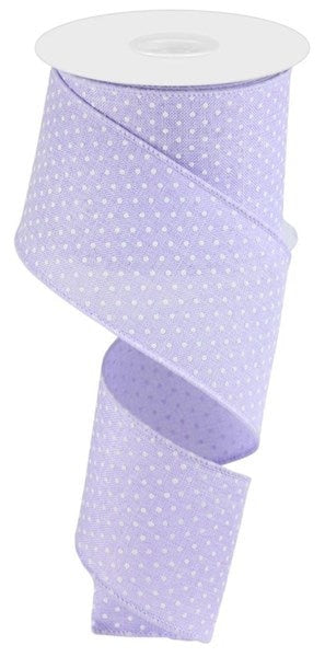 2.5" X 10Yd Wired-Light Lavender Raised Swiss Dots On Royal-RG01652NR-Wreaths-Crafts-Ribbon