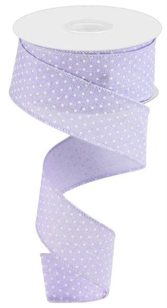 1.5" X 10Yd Wired-Light Lavender Raised Swiss Dots On Royal-RG01651NR-Wreaths-Crafts-Ribbon