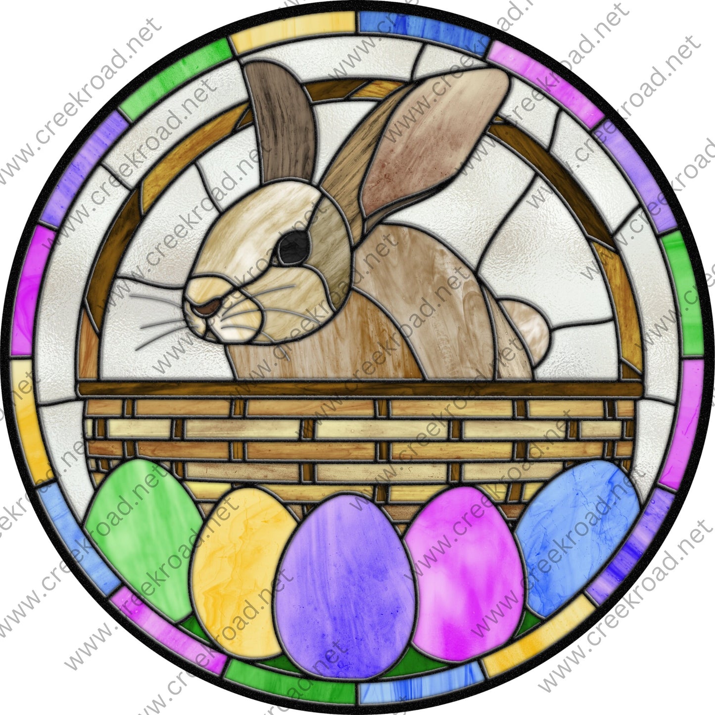 Easter Bunny in a Basket with Colorful Easter Eggs Wreath Sign-Everyday-Wreath Sign-Sublimation Sign-Attachment-Spring