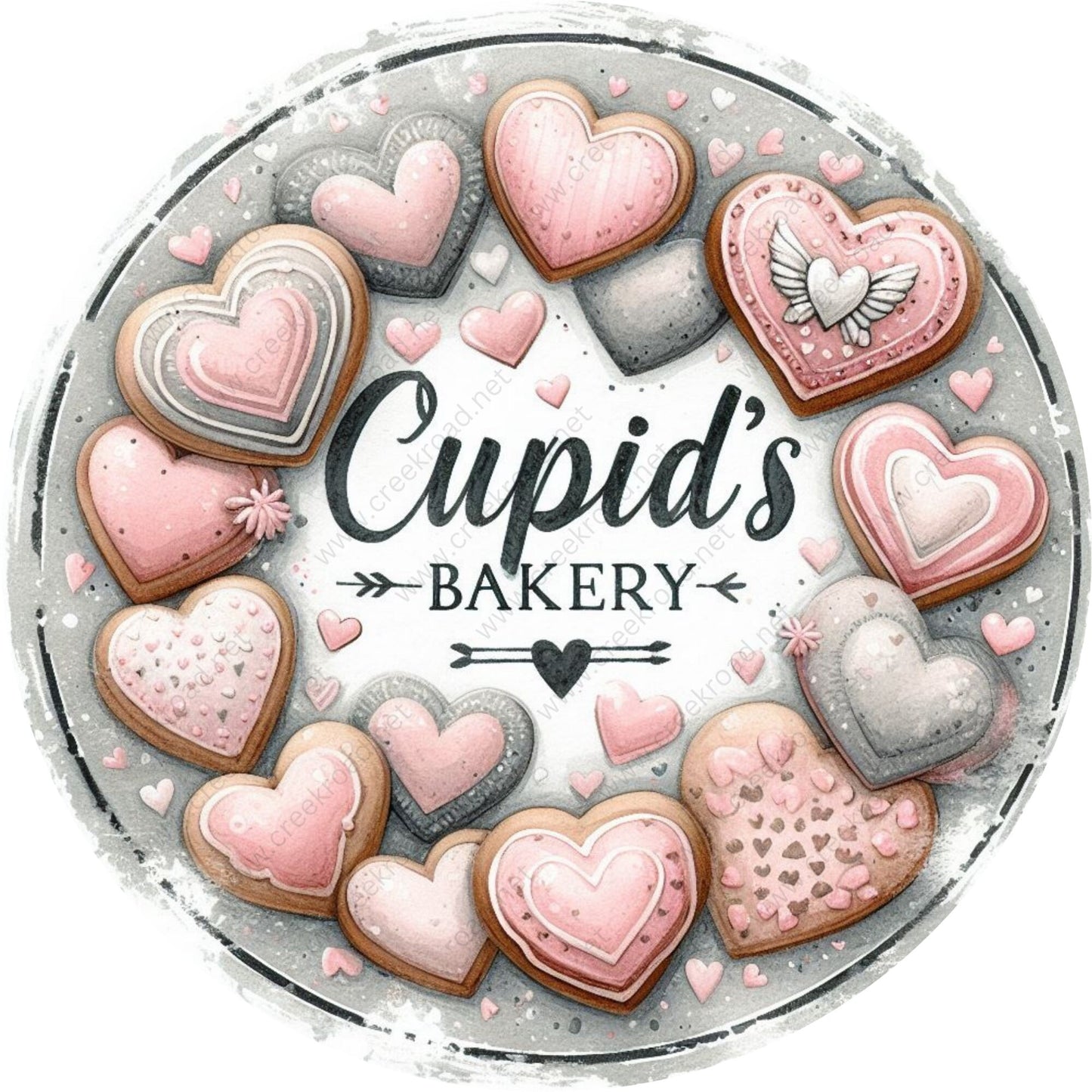 Cupid's Bakery Valentine Wreath Sign-Aluminum-Valentines-Decor