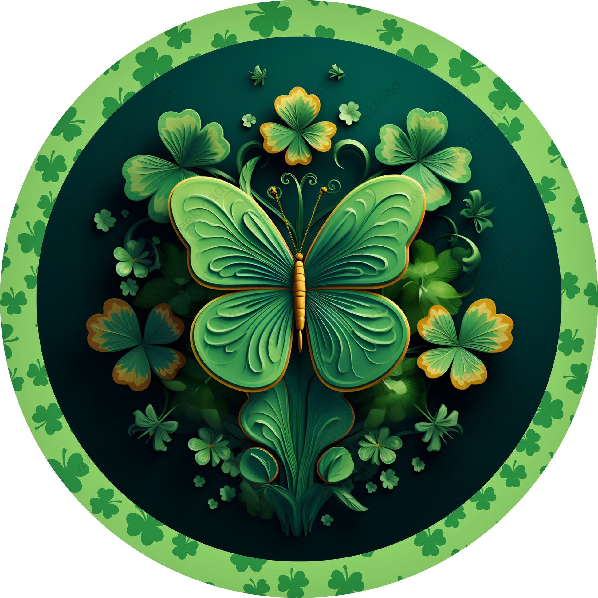 Irish Butterfly Clover Border Wreath Sign-Sublimation-Attachment-Decor