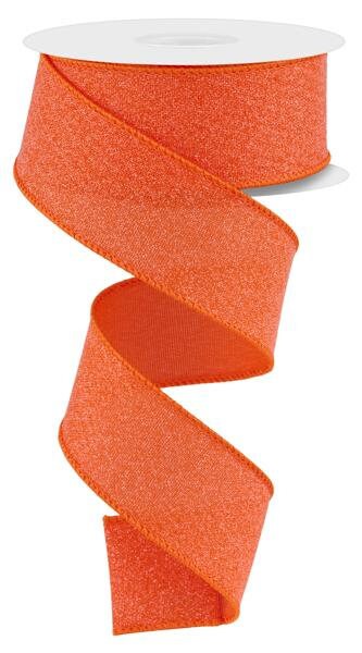 1.5" X 10Yd Wired Ribbon-Crystal Shine-Orange-RGE199420-Wreaths-Crafts-Decor-Seasonal