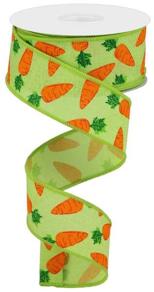 1.5" X 10Yd Wired Ribbon-Carrots on Royal-RGA158109-Wreaths-Crafts-Ribbon