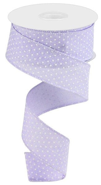 1.5" X 10Yd Wired-Light Lavender Raised Swiss Dots On Royal-RG01651NR-Wreaths-Crafts-Ribbon