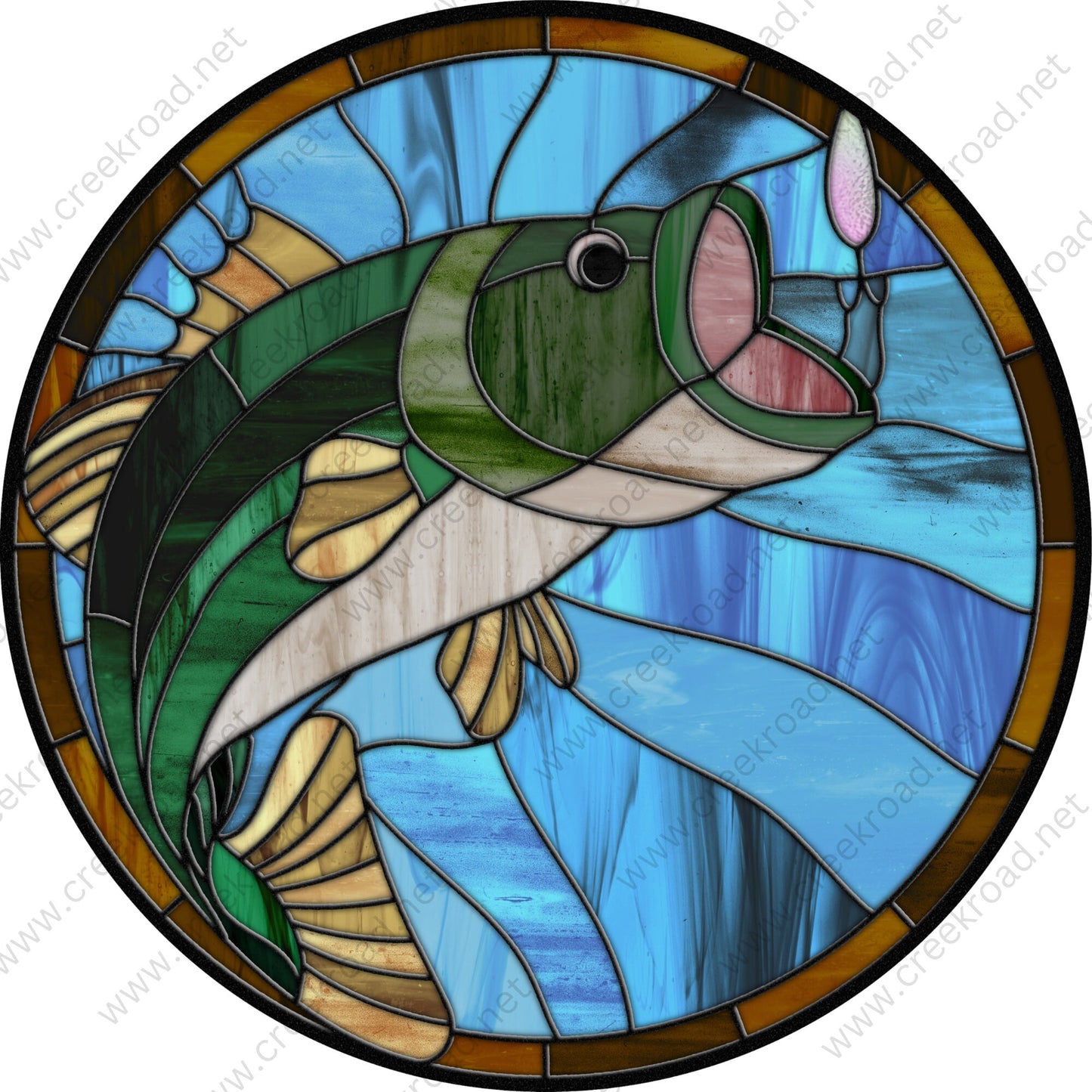 Fish and Lure Faux Stained Glass Wreath Sign -Fishing - Everyday - Wreath Sign - Sublimation Sign - Wreath Attachment