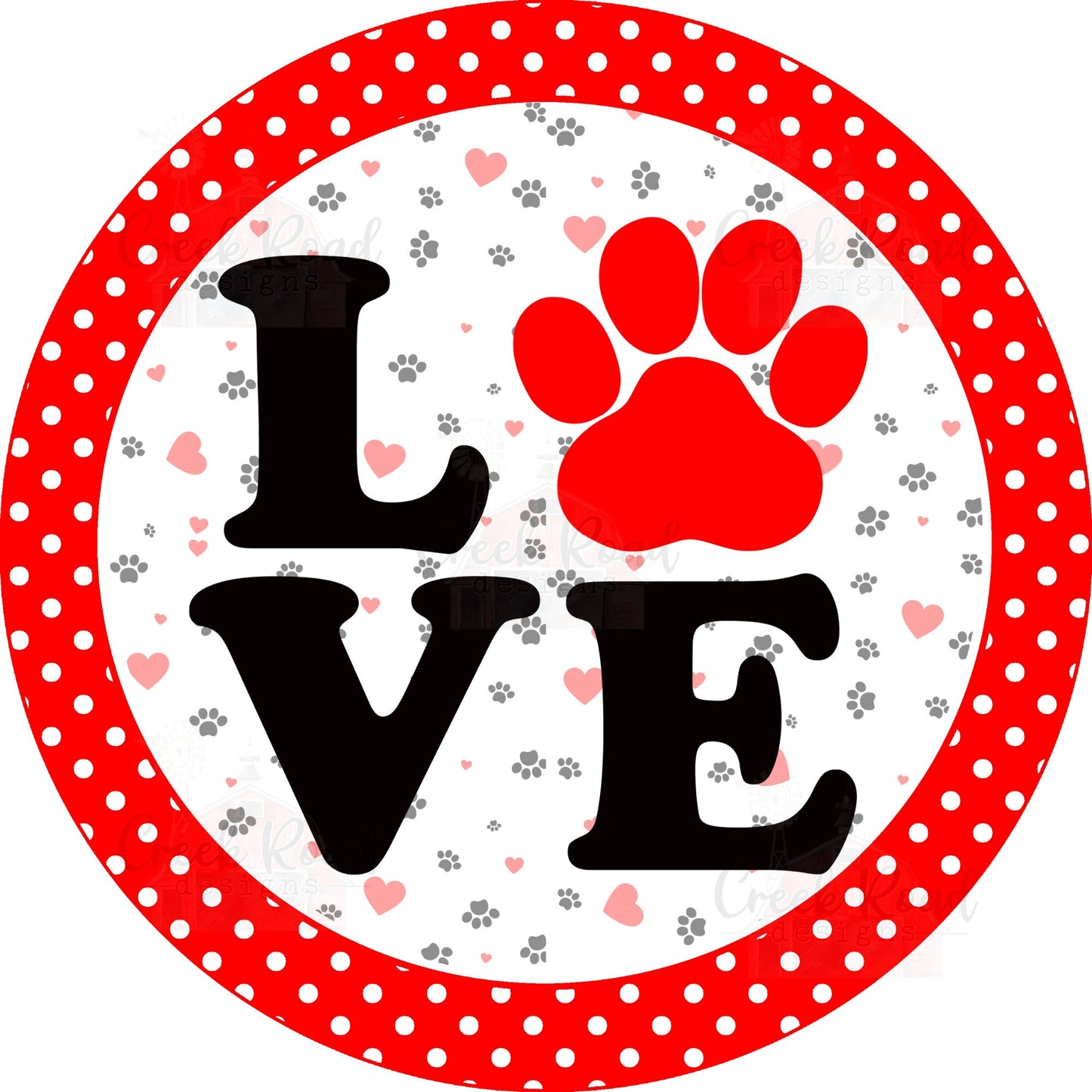 Doggy Love Red Polka Dot Border Valentine Wreath Sign-Sublimation-Pets-Decor