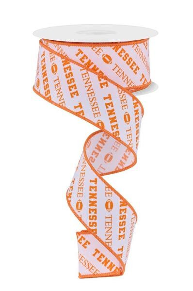 1.5" X 10Yd Wired Ribbon-Tennessee Diagonal Pattern-RGF1127-Sports-Team-Football