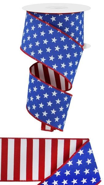 2.5" X 10Yd Wired-Stars/Stripes Fused Back-RGX005725-Seasonal-Patriotic