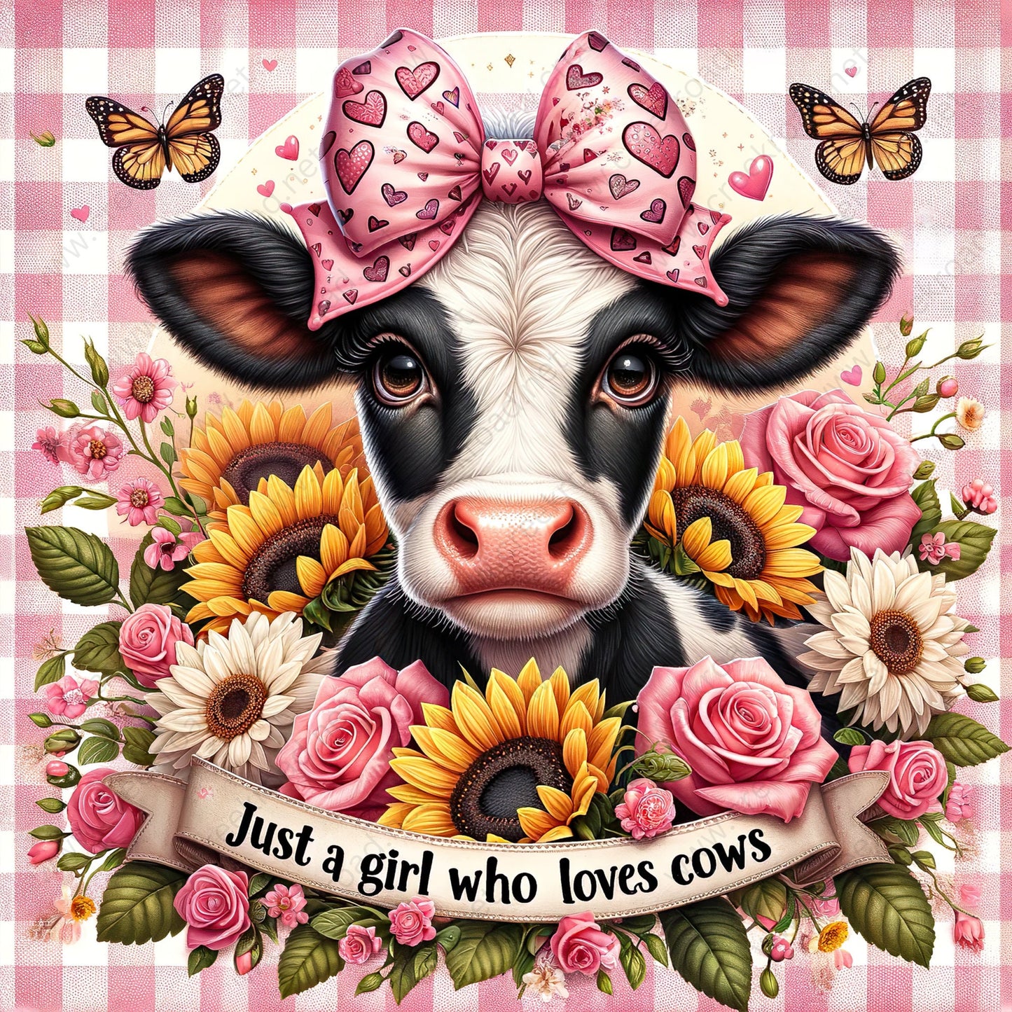 Just A Girl Who Loves Cows Wreath Sign-10"x10" Square-Sublimation-Attachment-Farm-Decor