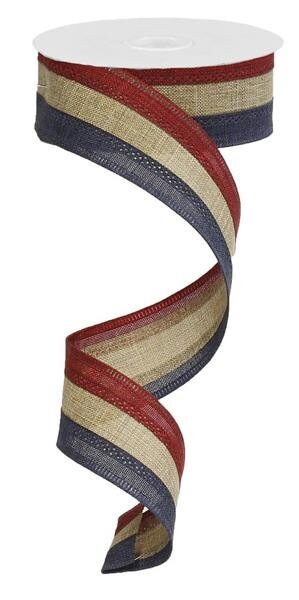 1.5" X 10Yd Wired-3 Color 3-In-1 Royal Burlap-RG01601W7-Seasonal-Patriotic