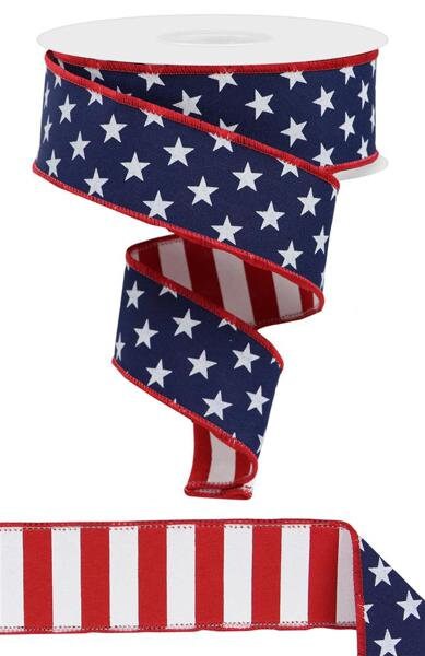 1.5" X 10Yd Wired-Stars/Stripes Fused Back-RGX005619-Seasonal-Patriotic