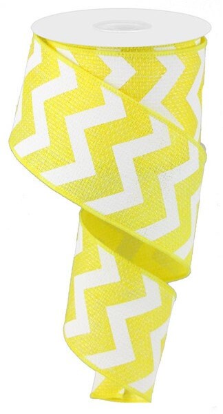 2.5" X 10Yd Wired-Wide Chevron/Cross Royal-Yellow/White-RG1028X7-Ribbon-Everday