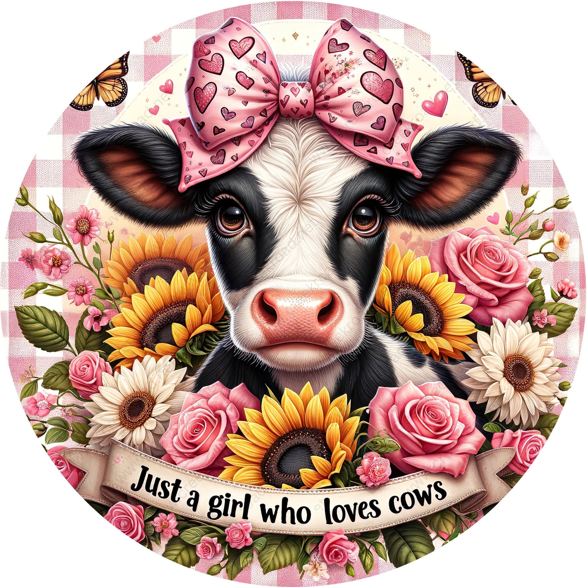 Just A Girl Who Loves Cows Wreath Sign-Sublimation-Attachment-Farm-Decor