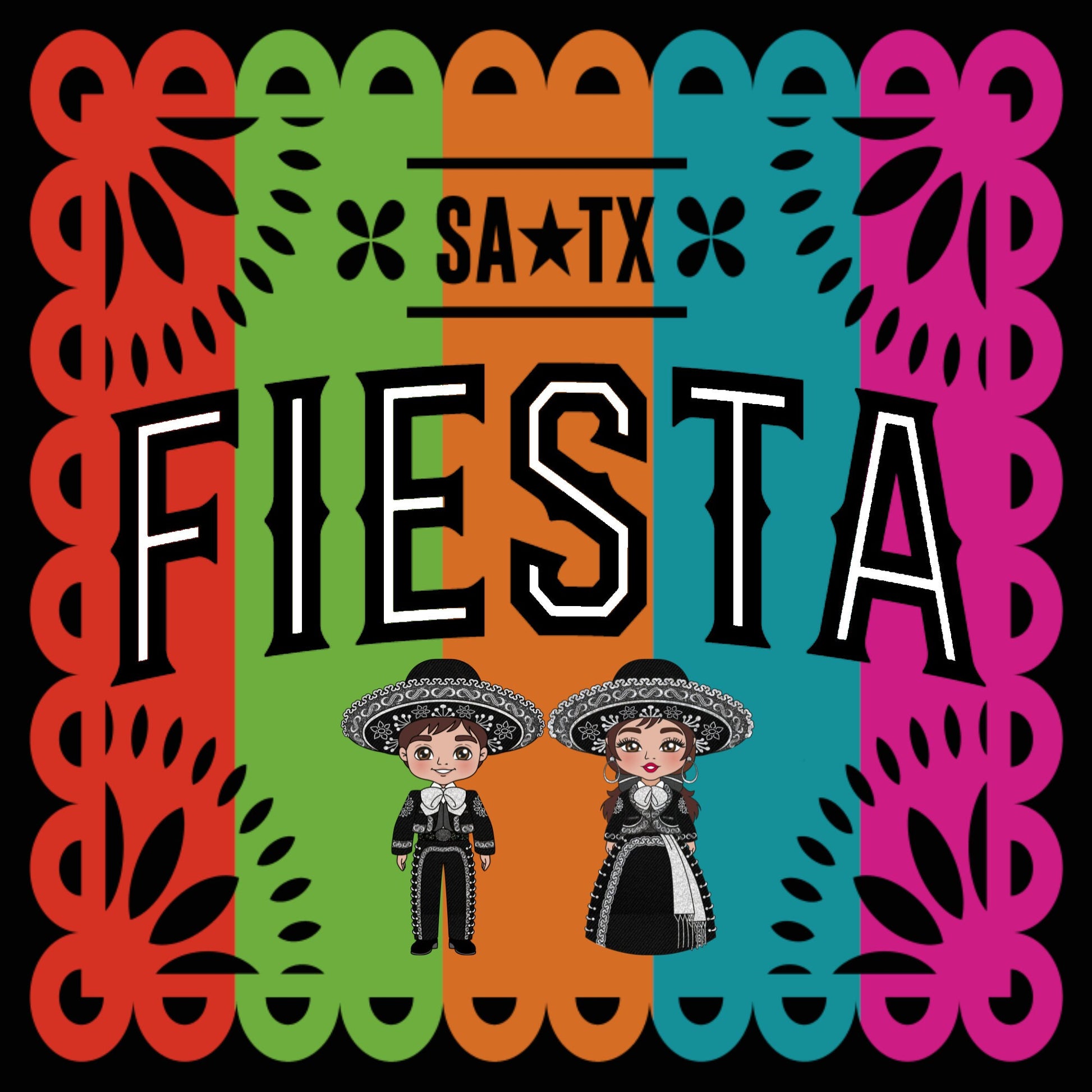 SA TX Fiesta Mariachis Papel Picado Wreath Sign-10"x10" Square-San Antonio-Texas-Sublimation-Decor-Attachment