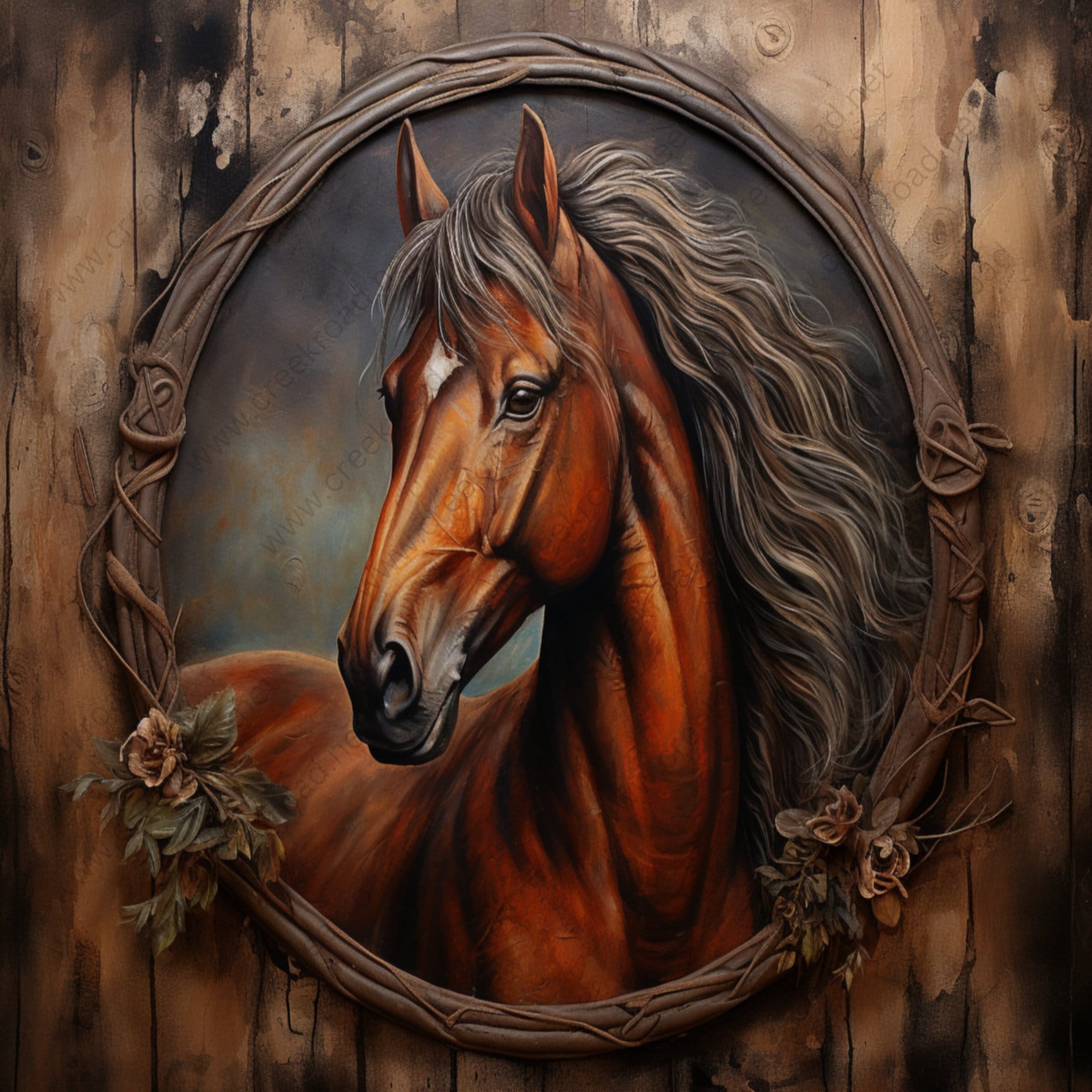 Rustic Horse Design Beautiful Brown Horse Rustic Wood Frame Wreath Sign-10
