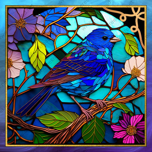 Blue Bird on Branch Wreath Sign-10"x10" Square-Sublimation-Spring-Decor