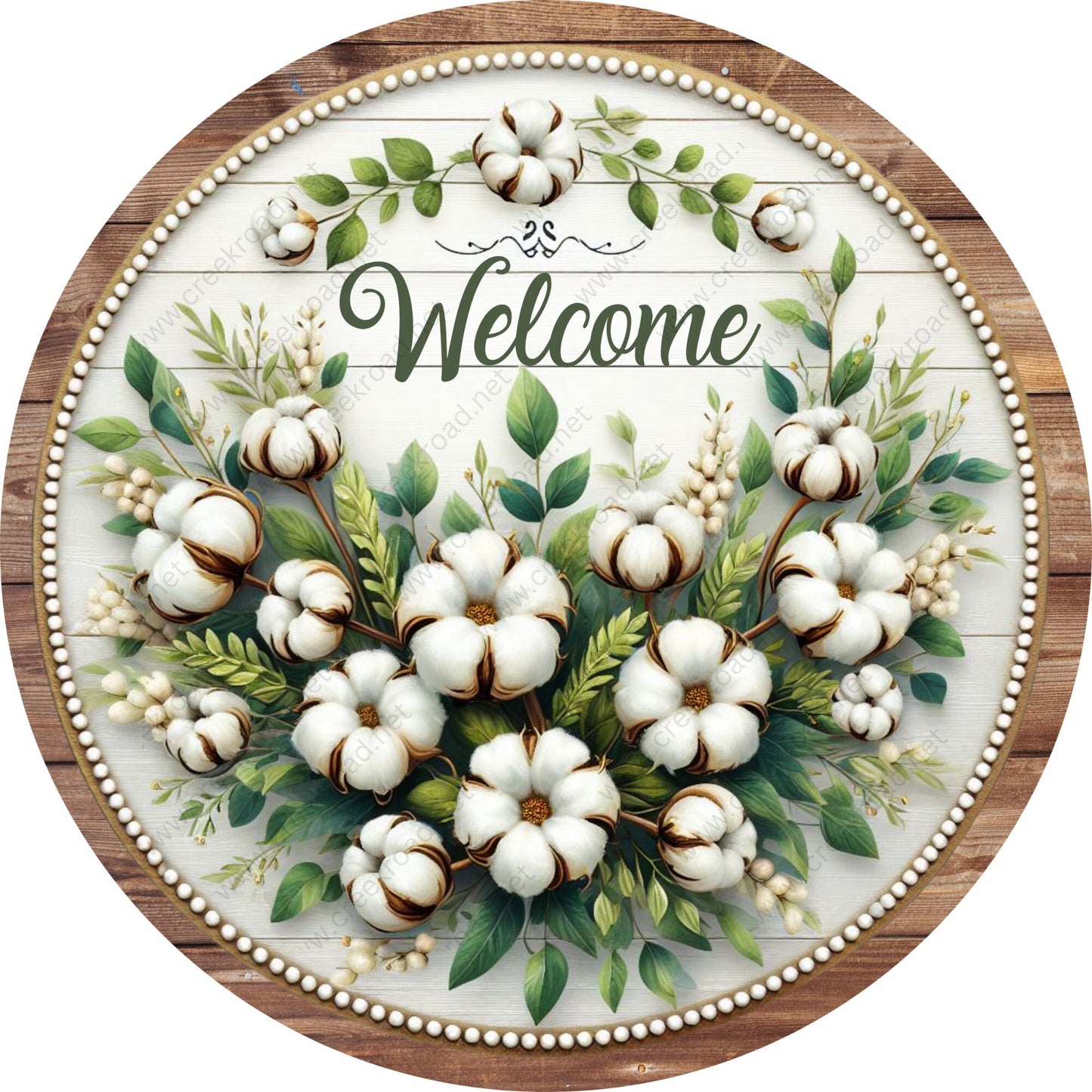 Welcome Spring Cotton on Shiplap Background Wreath Sign-Sublimation-Attachment-Decor