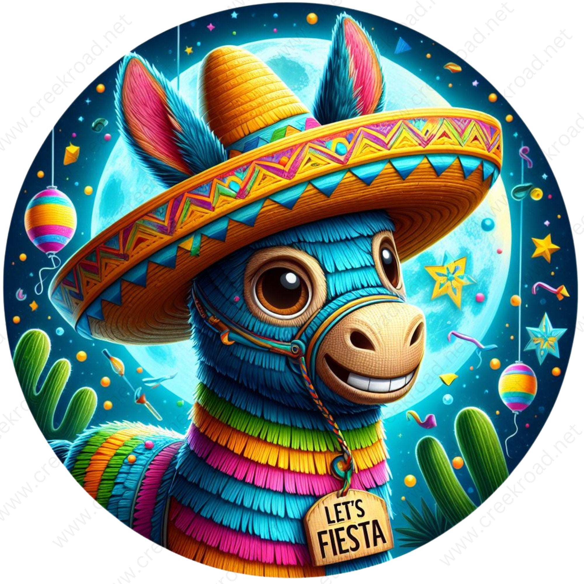 Pinata Sign In Let's Fiesta Mexican Piñata Wreath Sign-San Antonio-Sublimation-Decor ...