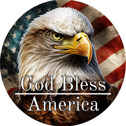 God Bless America Patriotic Eagle Wreath Sign-Sublimation-Attachment-Decor