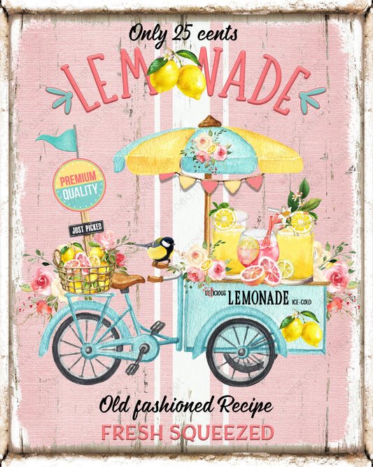 Old Fashioned Lemonade Vintage Border Wreath Sign 8"x10"-Sublimation-Attachment-Decor-Spring