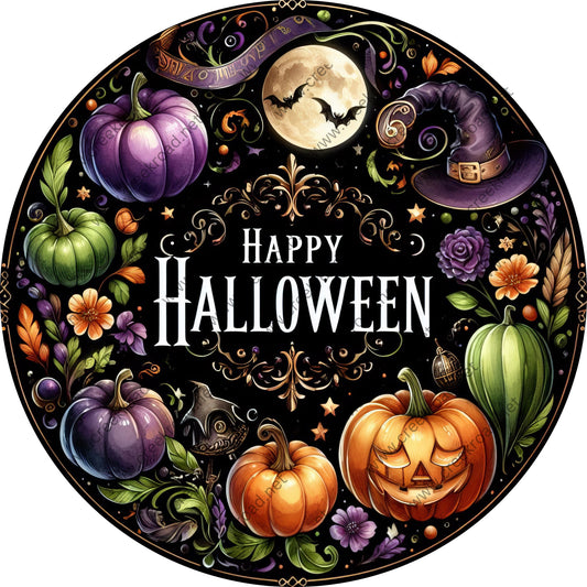 Happy Howl-o-ween Werewolf Wreath Sign-Halloween-Sublimation-Decor-Creek Road Designs