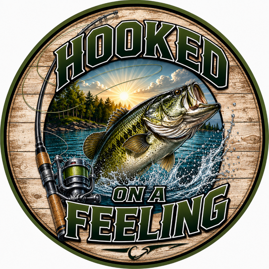Hooked On A Feeling Fishing Wreath Sign