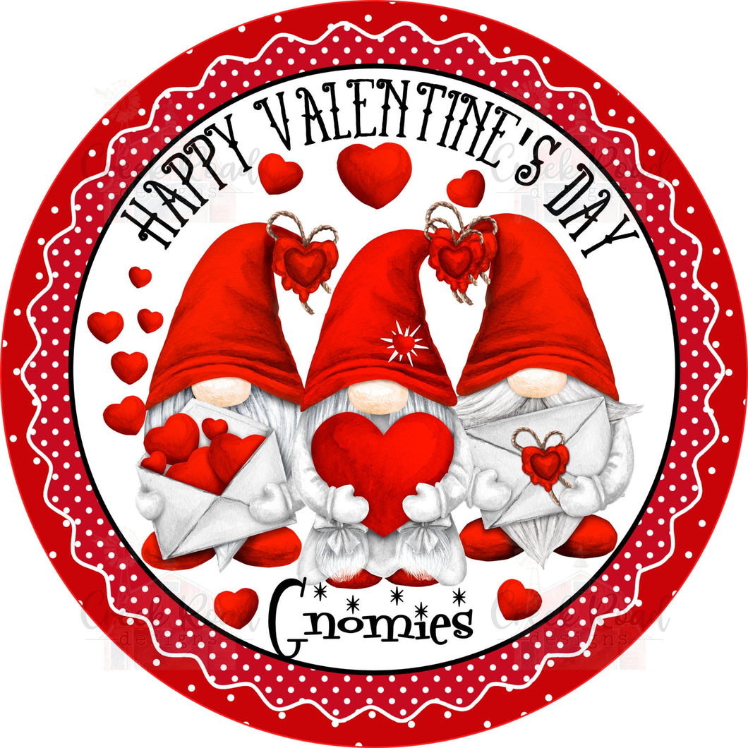 Happy Valentine's Day Gnomies Valentine Wreath Sign - Valentines Door Decor-