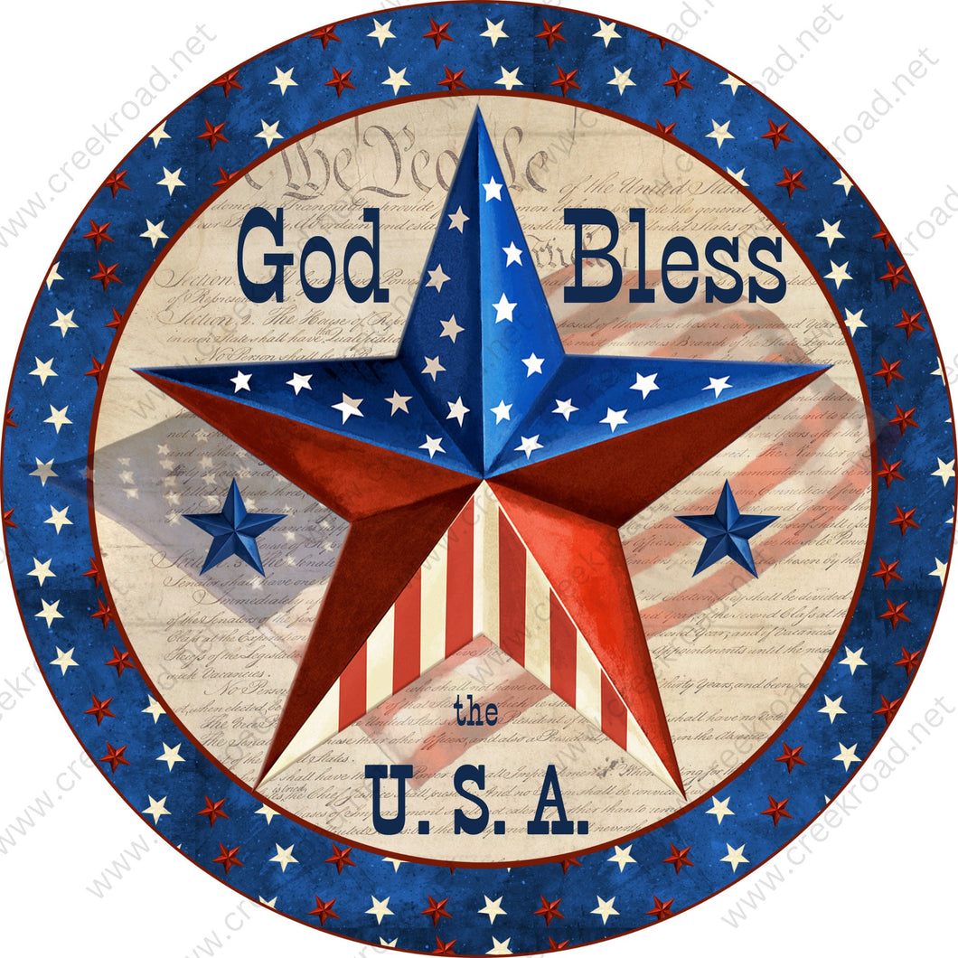 God Bless The U.S.A. Wreath Sign - Stars Stripes Constitution- Wreath Sign - Sublimation Sign - Wreath Attachment