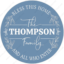 Load image into Gallery viewer, Family Monogram Bless This Home White Customizable Wreath Sign -PERSONALIZE A COLOR- Everyday - Wreath Sign  - Wreath Attachment
