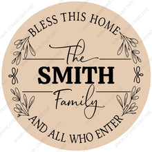 Load image into Gallery viewer, Family Monogram Bless This Home White Customizable Wreath Sign -PERSONALIZE A COLOR- Everyday - Wreath Sign  - Wreath Attachment
