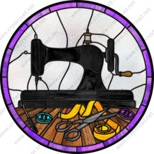 Load image into Gallery viewer, Antique Sewing Machine with Scissors Measuring Tape Buttons Purple Border Wreath Sign-Everyday-Wreath Sign-Sublimation Sign-Attachment
