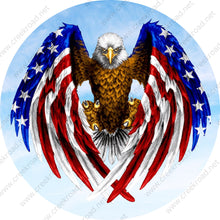 Load image into Gallery viewer, Flying American Eagle in the Blue Skies of American Freedom Wreath Sign-Wreath Sign-Sublimation Sign-Wreath Attachment-Patriotic
