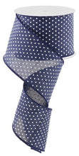 Load image into Gallery viewer, 2.5&quot; X 10Yd Wired Ribbon-Raised Swiss Dots On Royal Ribbon-RG0165219-Navy Blue/White-Wreaths-Crafts
