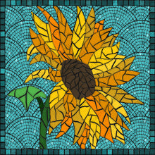 Load image into Gallery viewer, Summer Sunflower on Teal Background Faux Mosaic Wreath Sign-10&quot; x 10&quot; Square-sublimation-Everyday-Decor
