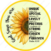 Load image into Gallery viewer, God Says You Are Unique Special Lovely Precious Strong Chosen Forgiven Bible Verse Wreath Sign-Sublimation-Religious-Decor
