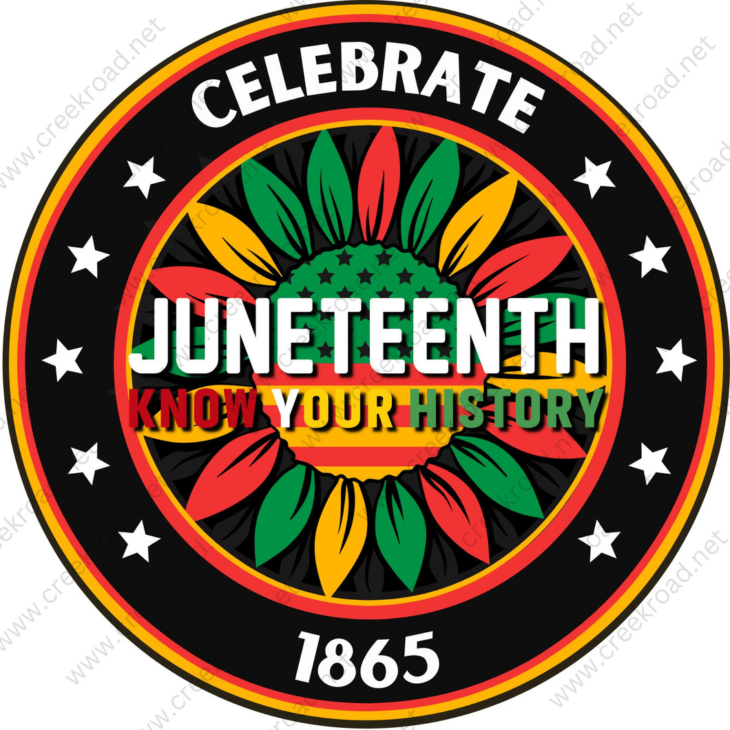 Juneteenth Celebrate Know Your History Freedom Since 1865 Multi Color Wreath Sign-Sublimation-Religious-Decor