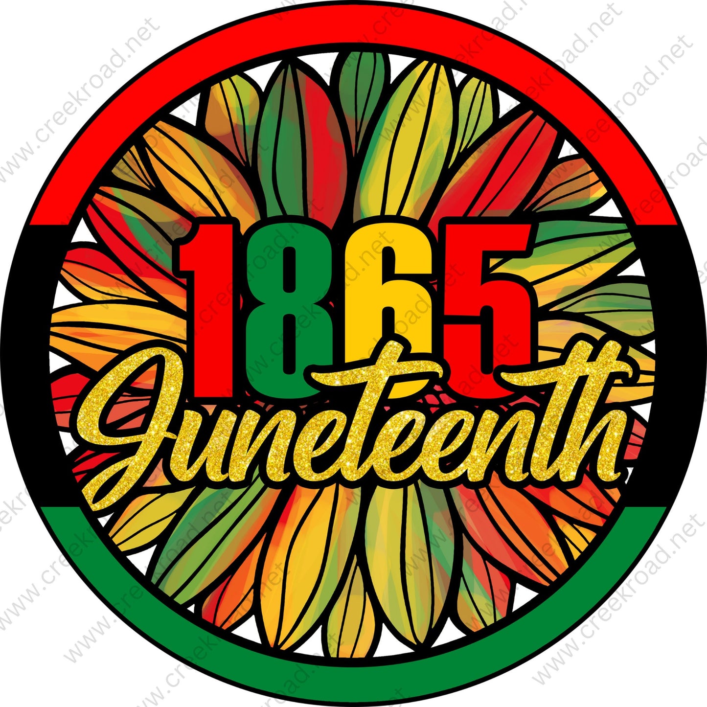 Juneteenth 1865 Colorful Wreath Sign-Round-Sublimation-Aluminum-Attachment-Decor