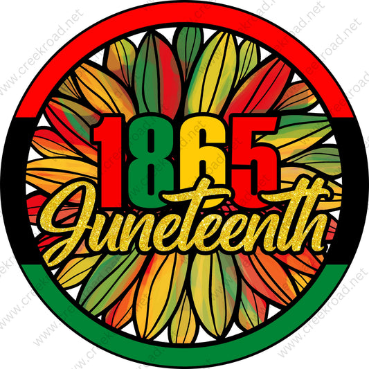 Juneteenth 1865 Colorful Wreath Sign-Round-Sublimation-Aluminum-Attachment-Decor