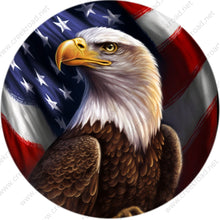 Load image into Gallery viewer, Patriotic American Eagle with United States Flag Background Wreath Sign-Round-Sublimation-Aluminum-Attachment-Decor
