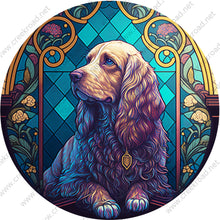 Load image into Gallery viewer, Tan Cocker Spaniel Faux Stained Glass Wreath Sign-Everyday-Pets-Dogs-Wreath Sign-Sublimation-Attachment-Decor
