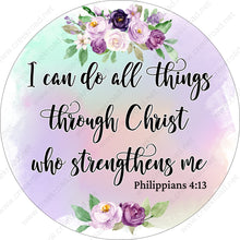 Load image into Gallery viewer, I Can Do All Things Through Christ Who Strengthens Me Lavender Floral Philippians 4:13 Wreath Sign-Sublimation-Religious-Decor
