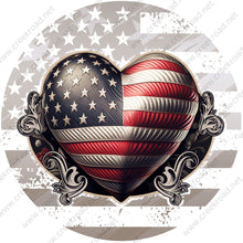 Load image into Gallery viewer, Patriotic Heart of America with Faded American Flag Background Wreath Sign-Sublimation-Aluminum-Decor
