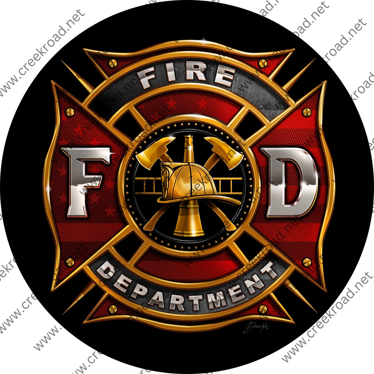 Fire Department First Responder Firefighter Wreath Sign-Round-Sublimation-Occupational-Everyday-Decor